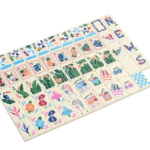 Nouvel ensemble de mahjong américain de luxe monocouche 2026, 160 tuiles, motifs floraux tropicaux, règles officielles NMJL, divertissement - Product Image 1