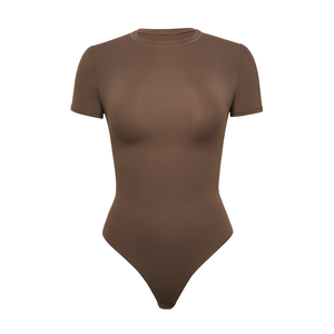 Nuovo <span class=keywords><strong>Body</strong></span> Modellante da Donna Semplice e alla Moda, Intimo Contenitivo a Maniche Corte Tinta Unita, <span class=keywords><strong>Body</strong></span> Basic Traspirante - Product Image 6