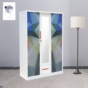 Porte coulissante en acier imprimé numérique Meubles de chambre à coucher <span class=keywords><strong>3</strong></span> <span class=keywords><strong>portes</strong></span> <span class=keywords><strong>Armoire</strong></span> à fleurs imprimée <span class=keywords><strong>Miroir</strong></span> en métal <span class=keywords><strong>Armoire</strong></span> de placard <span class=keywords><strong>Armoire</strong></span> Prix - Product Image 2