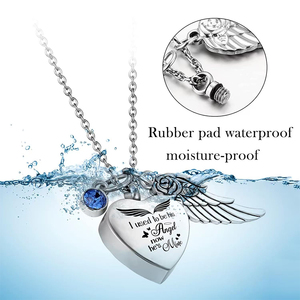 Trendy Edelstahl Herz Urne Anhänger Diamond Link Knochen Asche Feuer bestattung Andenken Gedächtnis Halskette für Familien Haustiere für Geschenke - Product Image 4