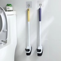 Brosse de toilette courbée murale sans support, poils durables, brosse de 20 pouces pour le nettoyage de la salle de bain, jaune