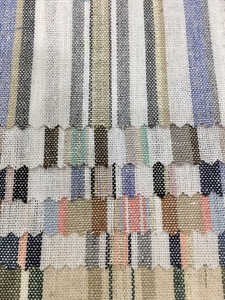 Custom Design Medium Weight Striped <strong>Ramie</strong> Linen Cotton Material <strong>Yarn</strong> Dyed Woven Fabric - Product Image 5