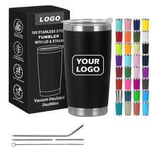 Gobelet de voyage isotherme en acier inoxydable 304 à double paroi de 20 oz avec couvercle, revêtement poudré, personnalisable avec logo - Product Image 1