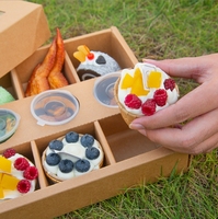 Vente en gros de papier rigide pour les fêtes Boîte à sushis Boîte à plateau d'emballage pour restauration Conteneur pour aliments à emporter Pique-nique