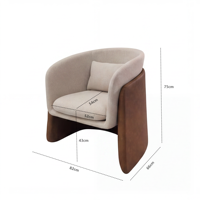 Fauteuil d'appoint moderne et simple en cuir PU avec revêtement en tissu, structure incurvée, pour bureau, projet hôtelier