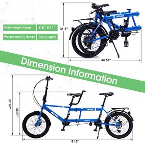 Bicicleta Tándem Plegable MEGHNA de 20 Pulgadas para 2 Personas con 2 Asientos, 7 Velocidades y Doble Freno de Disco para Adultos - Product Image 5