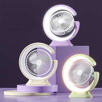 Ventilateur de bureau avec batterie 1200 mAh, 3 vitesses, rechargeable USB-C, veilleuse de chevet, ventilateur portable à 3 couleurs réglables