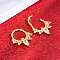 Anneau de septum en titane G23 ASTM F136 avec zircon marquise, boucles d'oreilles incurvées à pointe, clous d'oreilles tendance, bijoux de piercing corporel