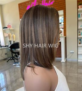 14นิ้วBalayageสั้นตัดเต็มลูกไม้สีบลอนด์ปิดวิกผมบ๊อบสีน้ําตาลไฮไลท์วิกผมทนทานหนาด้านปลายGorras Con Peluca - Product Image 2