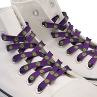 Lacets plats en polyester de 7 mm, motif tourbillon violet-vert, colorés, pour baskets et chaussures de course, vente en gros, OEM ODM