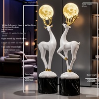 Lampes de lune Fulu, décorations de sol double pleine hauteur, design moderne, artisanat en résine de haute qualité sur le thème de l'art pour la décoration intérieure du salon