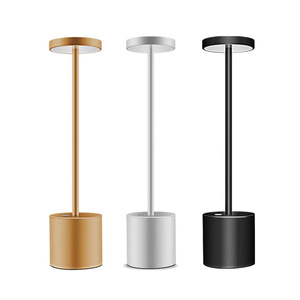 مصباح طاولة حديث بأسلوب الفنادق قابل لإعادة الشحن عبر USB، مصباح <span class=keywords><strong>LED</strong></span> لاسلكي للمطاعم من الألومنيوم باللون الذهبي والفضي والأسود - Product Image 6