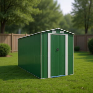 Caseta de Jardín de Acero Galvanizado Verde 75.6x205.9x87.8 Pulgadas, Edificio de Almacenamiento para Exteriores - Product Image 2