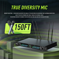 Microphone sans fil portable UHF, système de microphone sans fil True Diversity pour l'église et les conférences