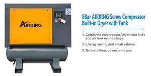 Compresor Airking 11kw 15HP 380v415v50hz3ph con secador con tanque Compresor <span class=keywords><strong>de</strong></span> aire tipo tornillo giratorio - Product Image 3