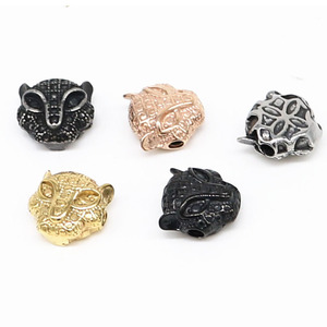 yunnique Steel Wings Titanium Steel Leopard Head Beads Retro Metal <b>Spacer</b> For Bracelet Making - Product Image 1