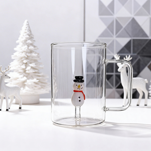 Taza de Café de Vidrio de Borosilicato con Diseño de Muñeco de Nieve Navideño, 12 oz, Doble Pared Aislada, a Prueba de Fugas, para Fiestas Navideñas, Regalo de Papá Noel - Product Image 6