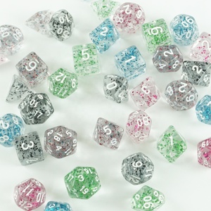 Bán Sỉ Bộ 7 Con Xúc Xắc Đa Diện Trong Suốt Dnd Rgp Màu Xanh Lam Lấp Lánh Màu Xanh Lá Cây Màu Hồng Hoặc Tùy Chỉnh Nhiều Màu Cho Trò Chơi Casino Trên Bàn - Product Image 5