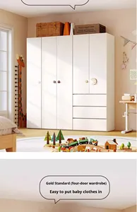 Tủ quần áo phòng ngủ trẻ em bằng gỗ theo phong cách hiện đại với thiết kế lắp ráp dễ dàng và tiết kiệm không gian 2025 Mô hình được mọi người ưa chuộng - Product Image 6