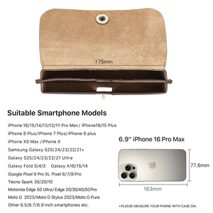 ซองหนังแท้คุณภาพสูงที่กำหนดเองสำหรับใส่โทรศัพท์แบบหนังแท้แนวนอนซองใส่โทรศัพท์ใส่สมาร์ทโฟนขนาดใหญ่สำหรับไอโฟนขนาด6.9นิ้ว - Product Image 4