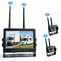 Système de caméra de recul sans fil Yoelbaer RV AHD 720P avec moniteur IPS 7 pouces à écran partagé pour tableau de bord et carte SD