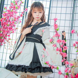 Cotton Kimono Cosplay Dress Pink Set Japanese Style Courtesan Lolita Costume Women's Anime Outfit - Product Image 2