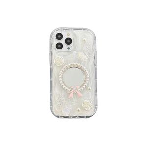Funda de Teléfono con Espejo, Lazo de Mariposa y Perlas de Lujo <span class=keywords><strong>para</strong></span> <span class=keywords><strong>iPhone</strong></span> 11 12 13 14 15 16 Pro Max, Carcasa Trasera de Resina Epoxi <span class=keywords><strong>para</strong></span> <span class=keywords><strong>Mujer</strong></span> - Product Image 6