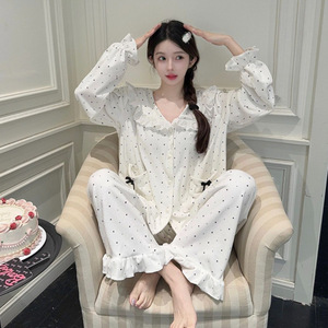 2025 automne hiver Collection élégant île polaire pyjamas pour femmes luxe velours maison vêtements ensemble doux lisse impression lumière - Product Image 4