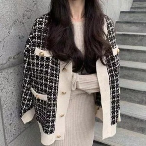 Cardigan Tendance Manches Longues à Grandes Poches en <span class=keywords><strong>Maille</strong></span> <span class=keywords><strong>Plaid</strong></span> Femme 6731# - Product Image 1