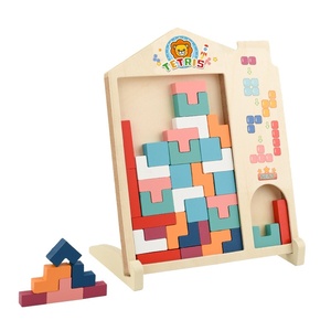 Gioco da Tavolo <span class=keywords><strong>Tetris</strong></span> in Legno, Classico Puzzle di Logica per Bambini con Blocchi Russi da Impilare ed Equilibrare - Product Image 5