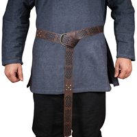 Sabuk Kulit Viking Abad Pertengahan dengan Ukiran untuk Kostum LARP Cosplay Renaissance Faire