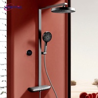 Ensemble de colonne de douche thermostatique à 3 fonctions Gunmetal 40 ° Kit de douche mural à température constante réglable pour salle de bain