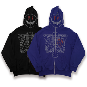 Otoño American Retro Design Spiderman Hoodies para hombres, Streetwear Custom Logo Loose Casual Zipper Men's Hoodies - Product Image 2