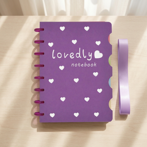 customer Colorful Heart Binder Rings 360 Degree Binding PVC Plastic Metallic Dis Custom Diary Journal Notebook School Use - Product Image 1