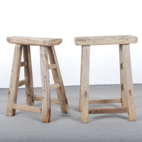 Tabouret carré en bois d'orme massif naturel chinois simple vintage en gros, chaise de salon