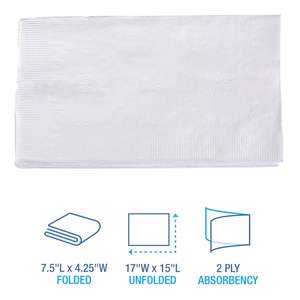 Serviettes de table pliées en 8 Boardwalk, 2 plis, 15 x 17, blanches imprimées, en papier coloré, 300 par paquet, 10 paquets par carton - Product Image 6