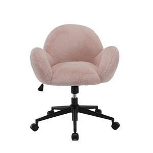 Moderne Creme Faux Schaf Haut Pelz Stoff Home Office Stuhl Stilvolle Make-up Stuhl - Product Image 3