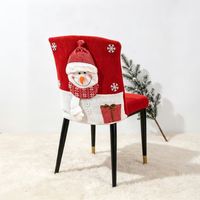 Housse de chaise de Noël bicolore rouge et blanc, housse de chaise 3D, ensemble de housses de chaise Père Noël pour la décoration de la maison
