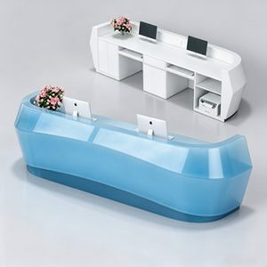 Custom Art Curve Fiberglass Reception Desk Luxury Front Desk Oem Odm for Mall Club Lobby Area - Product Image 1