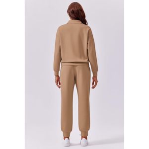 Women Tracksuit Set <b>Long</b> Sleeve Half Zip Sweatshirt Joggers <b>Matching</b> Outfit Casual Autumn Wear Breathable Comfortable Sportswear - Product Image 3