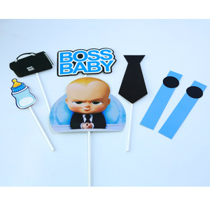 Nouveau Mignon Boss Joyeux Anniversaire Cake Topper Dessin Animé Bébé Garçon Cupcake Topper Baby Shower Garçons 1er Anniversaire Décorations de Gâteau - Product Image 3