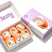 Boîte d'emballage en papier de luxe personnalisée pour gâteaux de sushi à emporter, boîte magnétique pour crêpes et sushis avec inserts et D