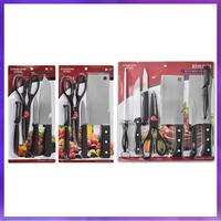 Ensemble de couteaux de cuisine en acier inoxydable en stock du fabricant, emballage sous carte d'aspiration, pour couper les fruits et la viande
