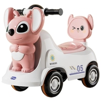 Voiture à pédales unisexe 1-3 ans avec design robot, roues silencieuses, rangement dissimulé, siège surdimensionné, musique et lumières, en plastique, propulsion par les pieds