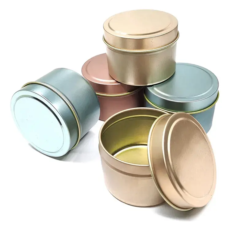 Wholesale 2oz 4oz 6oz 8oz Empty Round Rose Gold Matte White Black Seamless Metal Container/jar/can Candle Tins