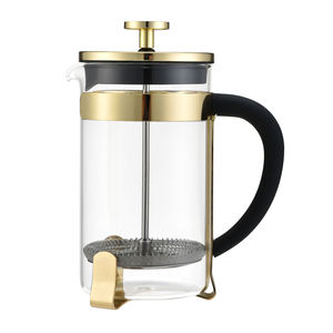 آلة صنع القهوة تعمل بالضغط من الفولاذ المقاوم للصدأ والأكواب المكونة من 3 مستويات مزودة بنظام فلتر فاخرة، آلة صنع قهوة تعمل بالضغط من الفولاذ المقاوم للصدأ ذهبية اللون - Product Image 1