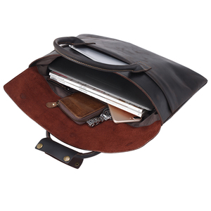 Nouveauté Sac à bandoulière pour ordinateur portable en cuir véritable Crazy Horse de style rétro simple vintage pour homme Sac à main - Product Image 3