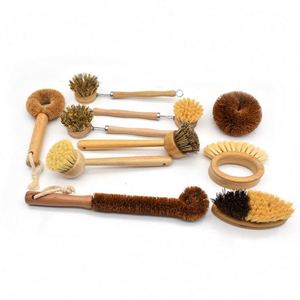 OEM Sisal Bristle Pot Pan <b>Bottle</b> Washing <b>Brush</b> Bamboo Dish <b>Brush</b> Kitchen Cleaning <b>Brush</b> Set - Product Image 3