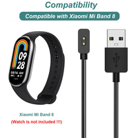Câble de charge USB de remplacement noir et blanc de 1 m (3 pieds) pour le tracker d'activité Xiaomi Mi Band 8/9/10