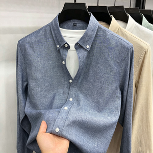 EU/<strong>UK</strong> Standard Size <strong>Men's</strong> <strong>Linen</strong> Cotton <strong>Shirt</strong> Solid Color Long Sleeve Button Down Casual <strong>Shirt</strong> Wholesale <strong>Men</strong> Apparel - Product Image 3